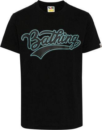 A Bathing Ape logo-print cotton T-shirt - men - Cotton - L - Black