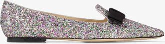 Jimmy Choo London Gala Coarse Glitter Fabric Flats, Brand Size 34.5 ( US Size 4.5 )