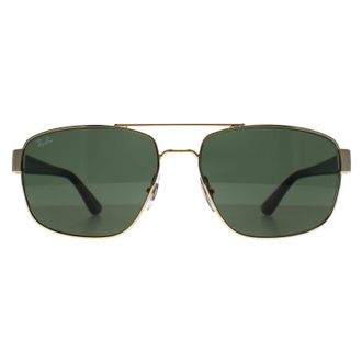 Ray-Ban Rectangle Polished Arista Gold G-15 Green RB3663