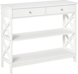 HOMCOM Homcom - Mesa Consola de Entrada Recibidor con 2 Cajones 2 Estantes 100x30,5x80cm Blanco