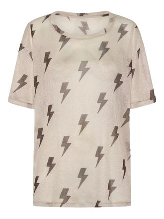 One Teaspoon T-shirt met bliksemprint - Beige