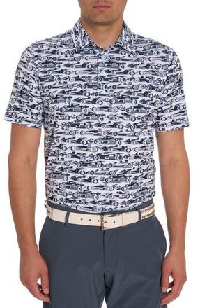 Robert Graham Auto Expo Short Sleeve Performance Golf Polo in White at Nordstrom Rack, Size Xxx-Large