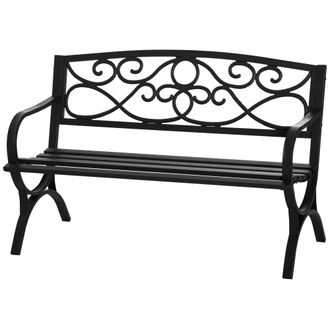 OUTSUNNY Banco De Jard&iacute;n De 2 Plazas Con Respaldo Y Reposabrazos Vintage Para Terraza Balc&oacute;n Patio Exterior Carga 240 Kg Hierro Fundido Y Acero 128x58,5x85 Cm
