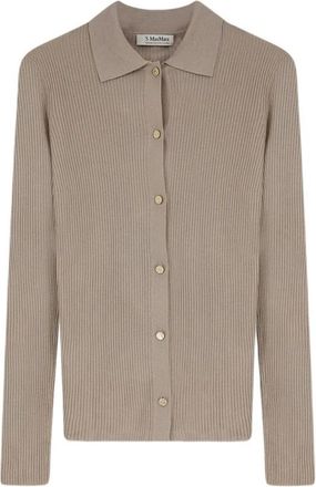 Max Mara Smmlimone Cardigan - Dames - Vesten - Beige - XL - Wol - Truien & Vesten