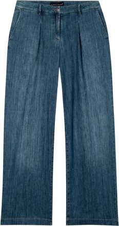 Luisa Cerano Wideleg Bleach Wash Denim Broek - Dames - Loose Fit Jeans - Blauw - M - Denim - Jeans