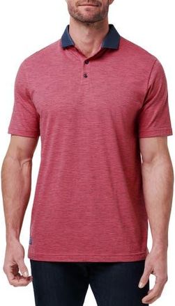 Travis Mathew Common Interest Space Dye Stripe Polo in Rose Wine at Nordstrom Rack, Size Xx-Large