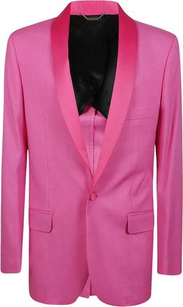 John Richmond Smokingblazer met sjaalkraag - Heren - Pakken - Roze - Maat: L Wol