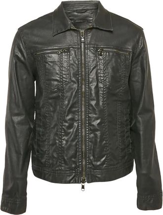 John Varvatos Giacca denim con zip - Nero