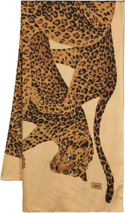 Saint Laurent 1980s tiger-print silk scarf - women - Silk - One Size - Neutrals