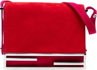 Fendi Pre-owned Shoulder Bags, female, Red, Size: ONE SIZE Pre-owned Suede Crossbody Bag