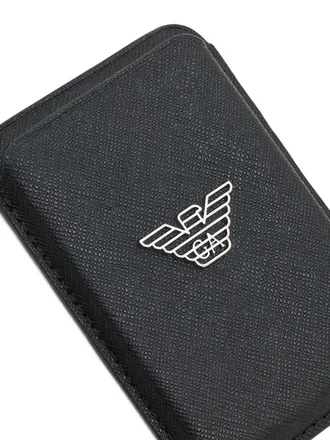 Emporio Armani Regenerated Saffiano Magnetic Card Case - Black