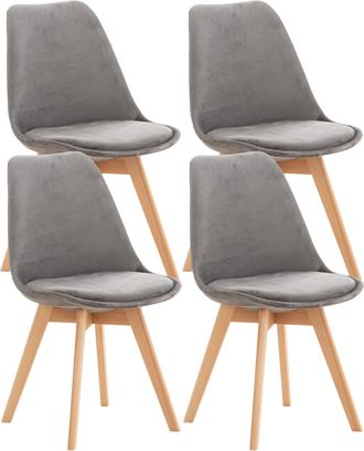 Clp Clp - Set De 4 Sillas De Comedor Linares Gris Terciopelo