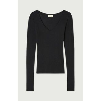 American Vintage T-shirt met lange mouwen en V-hals MASSACHUSETTS