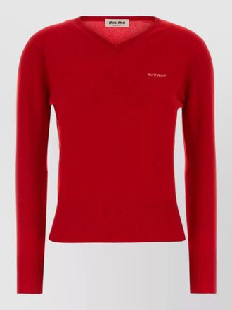 Miu Miu cashmere sweater v neckline ribbed trim