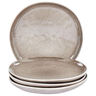 Beliani Beliani - Conjunto De 4 Platos De Postre De Gres Caol&iacute;n Artesanal Acabado Esmalte Reactivo Gris Costmary