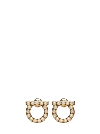 Ferragamo Pearl-Embellished Stud Earrings - Gold