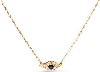 House of Brilliance 10K Gold Sapphire and Diamond Accented Evil Eye Pendant Necklace in Yellow at Nordstrom