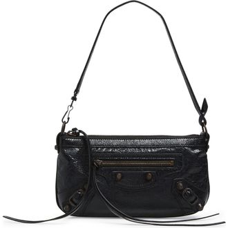 Balenciaga Le City Leather Pouch Shoulder Bag in 1000 Black at Nordstrom