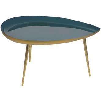 Miliboo Tavolino basso design in acciaio laccato blu petrolio drop