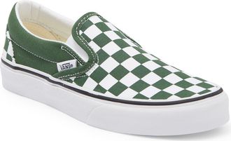 Vans Gender Inclusive Classic Slip-On Sneaker in Checkerboard Emerald at Nordstrom, Size 7.5 Womens