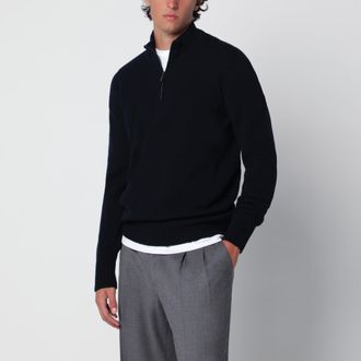 Drumohr Maglione con mezza zip blu navy in lana