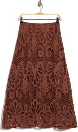 NSR Lace Trim A-Line Skirt in Brown at Nordstrom Rack, Size X-Large
