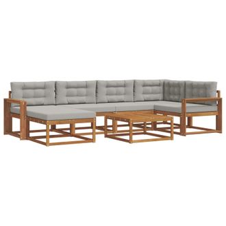 vidaXL Conjunto De Sof&aacute;s De Exterior 7 Pcs Gris Natural Y Claro Vidaxl