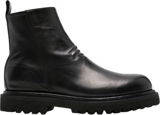Officine Creative Wrinkled Leather Ankle Boots
