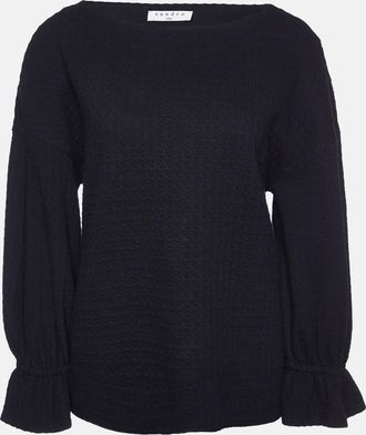 Sandro Black Cotton Lolipop Balloon Sleeve Top