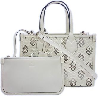 Gucci White Leather Handbag Pouch Tote Bag (Pre-Owned)