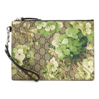Gucci Beige Green Khaki Multi-Color Gg Supreme Clutch Bag (Pre-Owned)