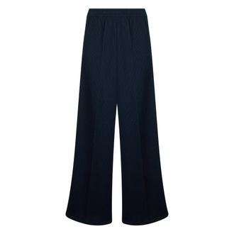 Gucci Rib Cotton Jersey Leisure Pants met Web - Dames - Wijde Broeken - Blauw - XS - Katoen - Broeken