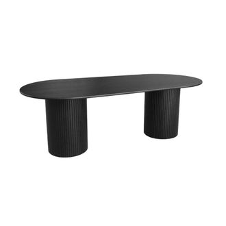 Sweeek Mesa de comedor de madera de h&eacute;vea y chapado de roble, 8 plazas, negro