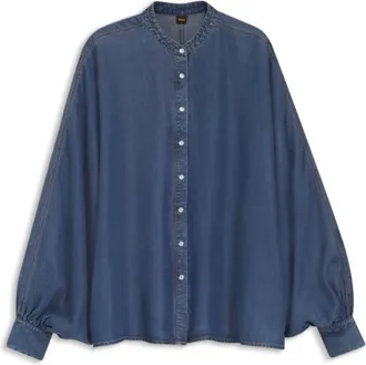 BOSS Relaxed-fit blouse with stand collar