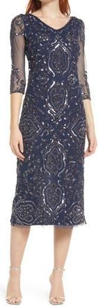 Pisarro Nights Sequin & Beaded Cocktail Sheath Dress in Slate 421 at Nordstrom Rack, Size 18 (Similar To 14W)