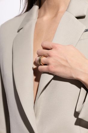 Ferragamo Ring With Shimmering Crystals, Womens, Gold