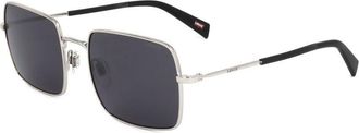 Levi's Unisex Square Sunglasses Metal Frame Uv Protection - Black Silver Steel - One Size