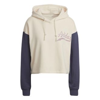 adidas Originals Womens Cropped Hooded Relaxed Fit Sweatshirt in Wonwhi/Shanav - Cream - Size 4 UK