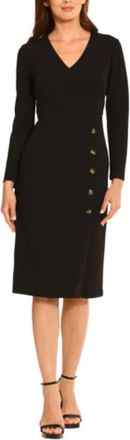 Maggy London Long Sleeve Button Detail Dress In Black