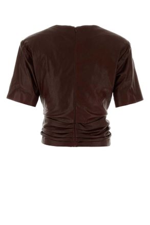 Magda Butrym Womens Chocolate Leather Top Brown Maglieria Sweater