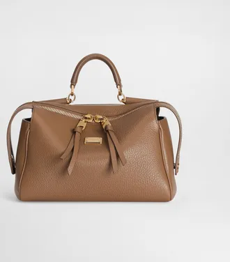 Dolce & Gabbana Vittoria Handbag In Calfskin - Woman Shoulder And Crossbody Bags Brown Onesize