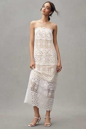 BHLDN Strapless Eyelet Column Maxi Dress