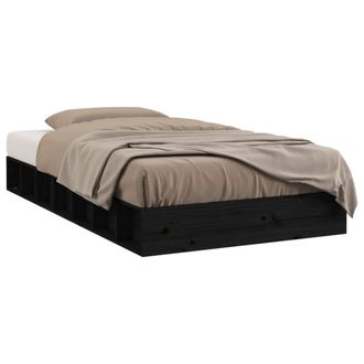 Berkfield Home Bed Frame Black 75x190 cm Small Single Solid Wood