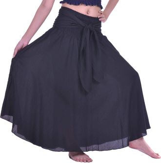 Lofbaz Long Maxi Skirts for Women Boho Gypsy Dress Bohemian Hippie Dresses African Clothing Womens Indian Wrap Skirt Plus Solid Black One Size