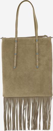Pinko Womens Suede Shopping Bag Beige Leather Tote