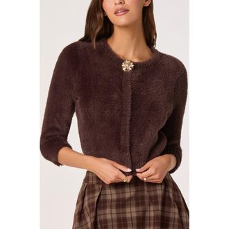 ASTR the Label Faux Fur Cardigan in Brown at Nordstrom Rack, Size X-Large