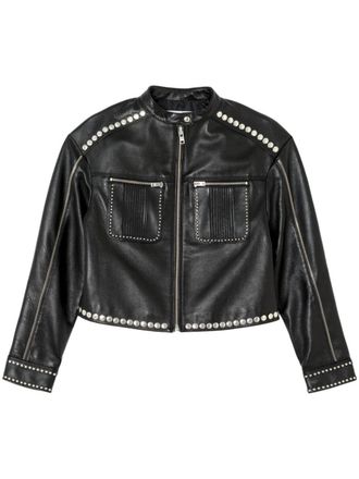 Re/Done Giacca biker con borchie - Nero