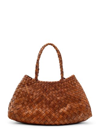 Dragon Diffusion Spacious Buff Calf Leather Handbag with Braided Handles