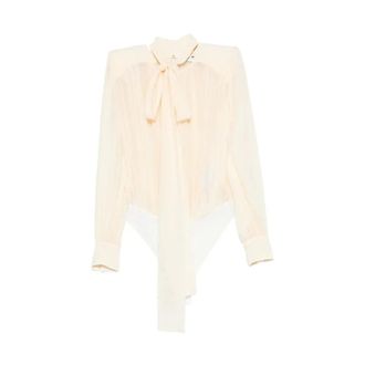 Elisabetta Franchi Body, female, Beige, Size: XL Butter Silk Bodyshirt
