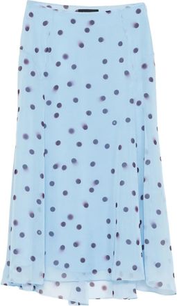 Rochas Zijden rok met stippen - Blauw